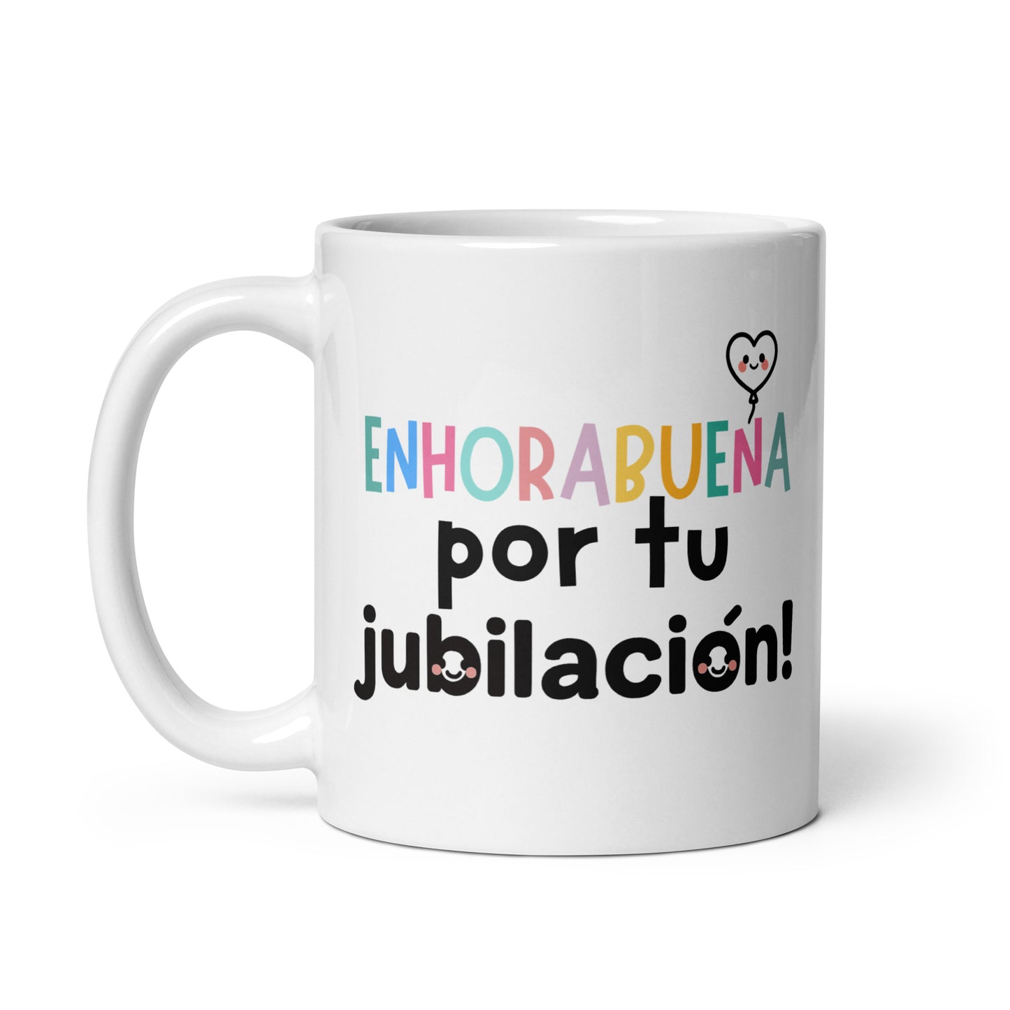 Taza con frase “Enhorabuena por tu jubilación!”