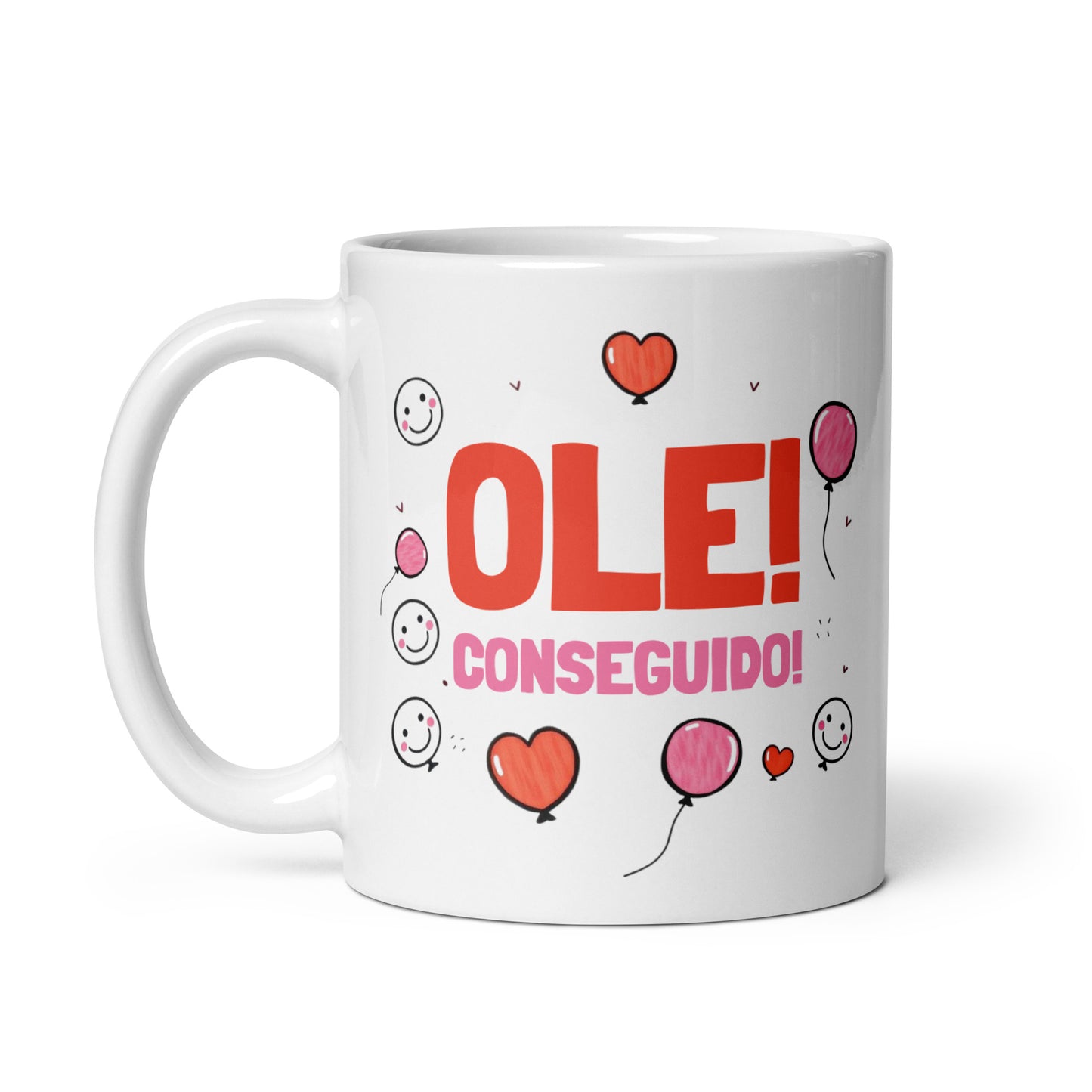 Taza con frase “Ole! Conseguido!” para logros personales