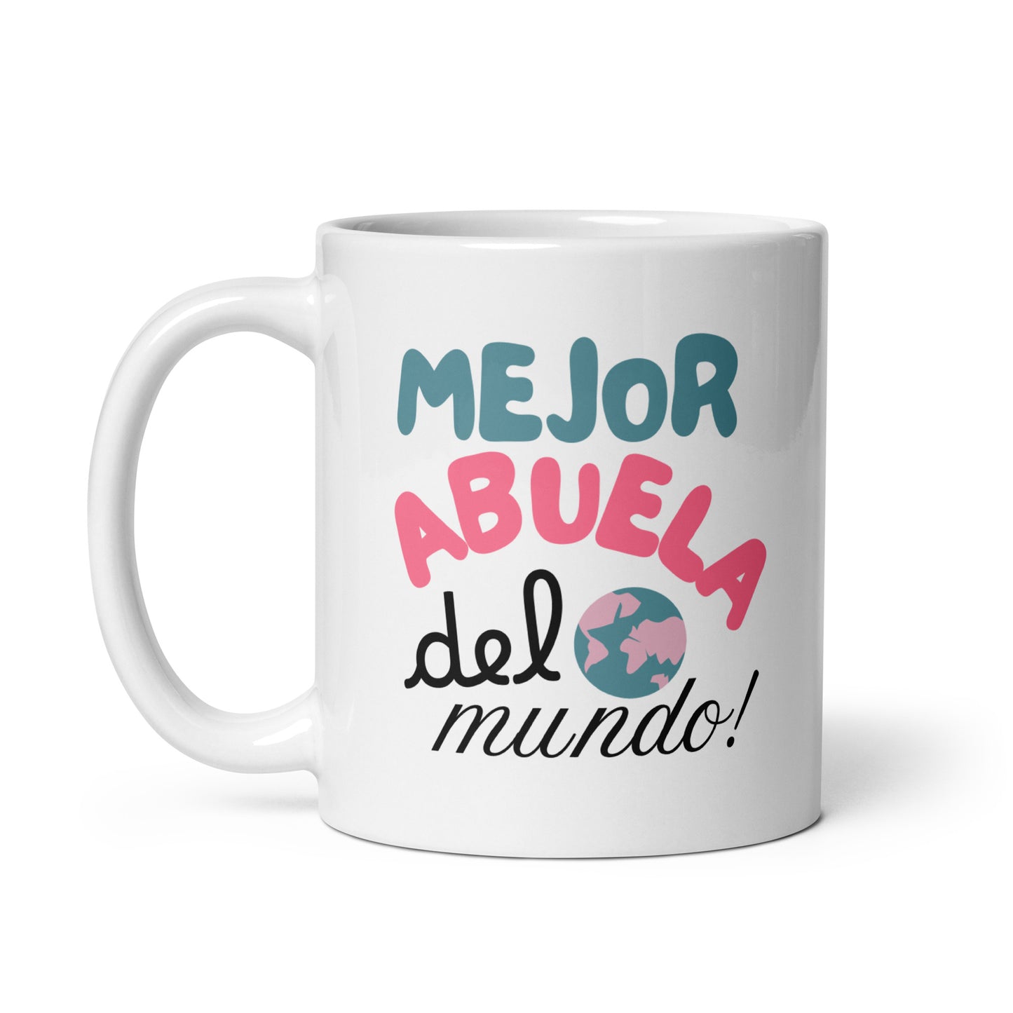 Taza regalo para abuela con frase “Mejor abuela del mundo mundial”
