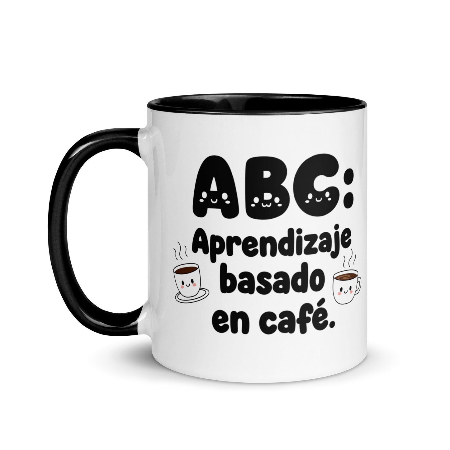 Taza con frase “ABC: Aprendizaje basado en café” para docentes