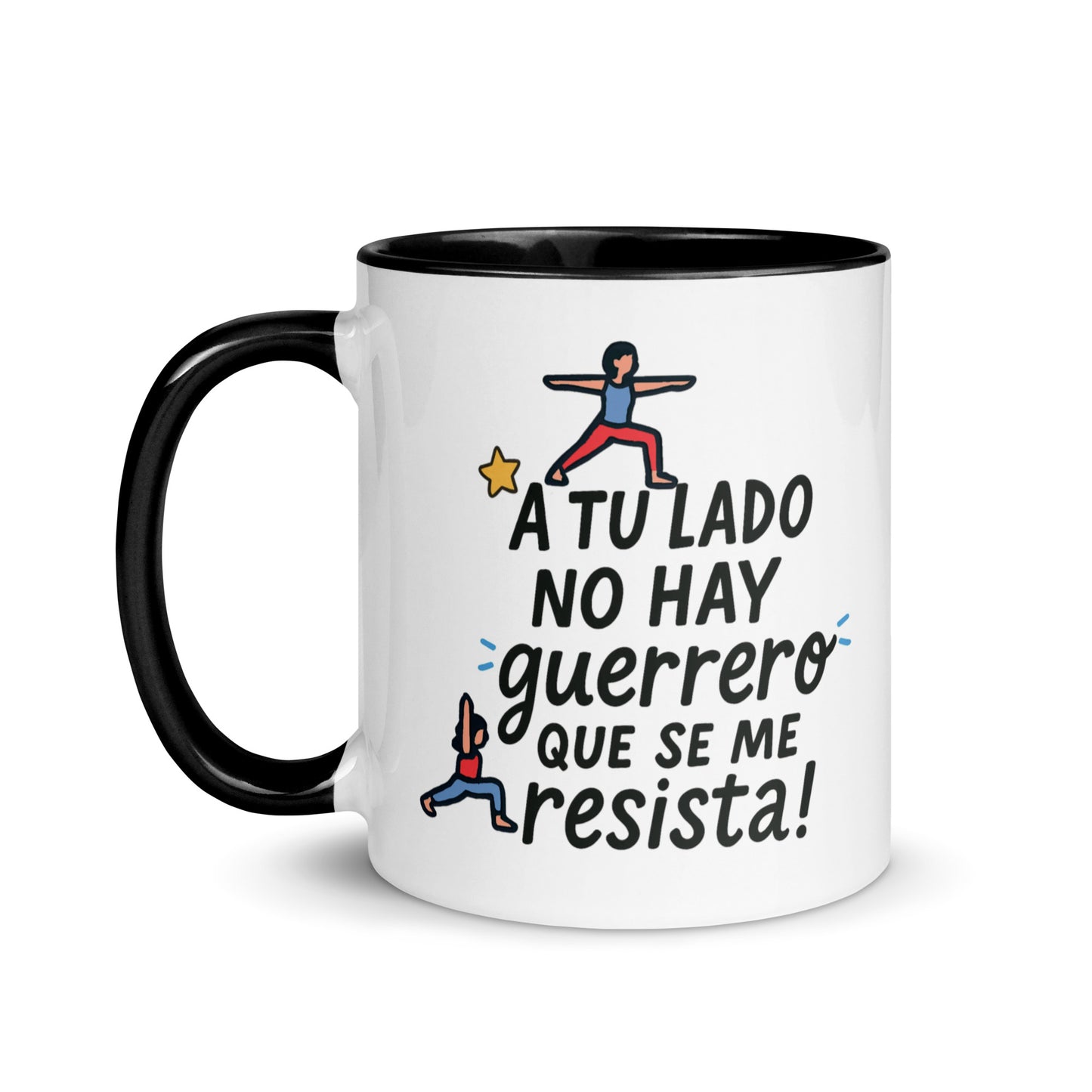 Taza con frase “No hay guerrero que se me resista” para parejas yoguis