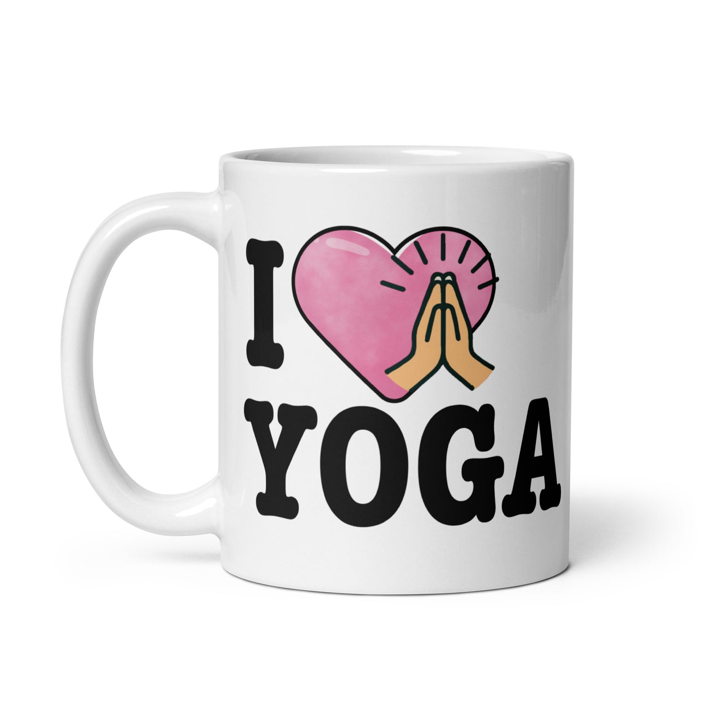 Taza con frase “I Love Yoga” para yoguis y meditadores