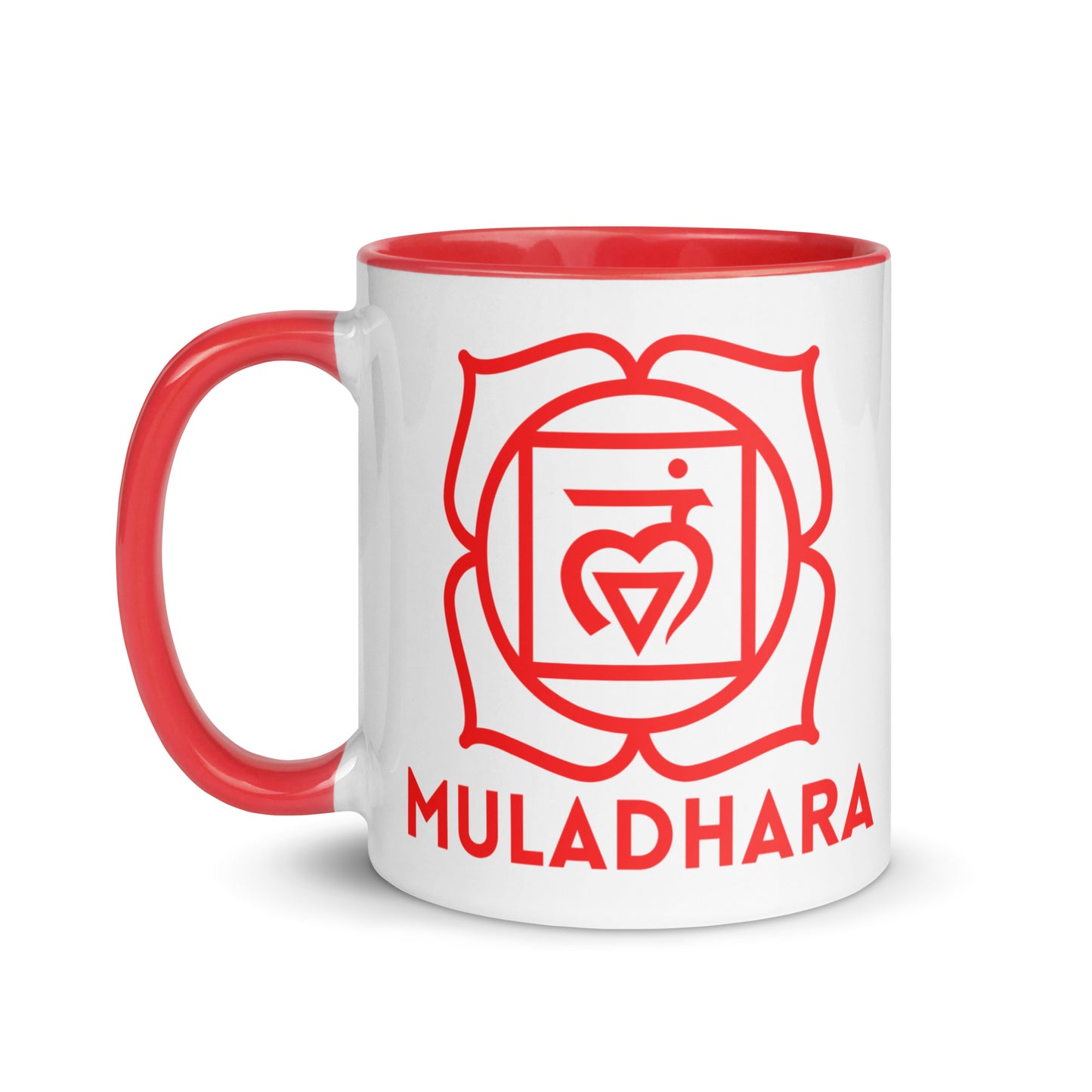 Taza con palabra “Muladhara” para amantes del yoga y chakras