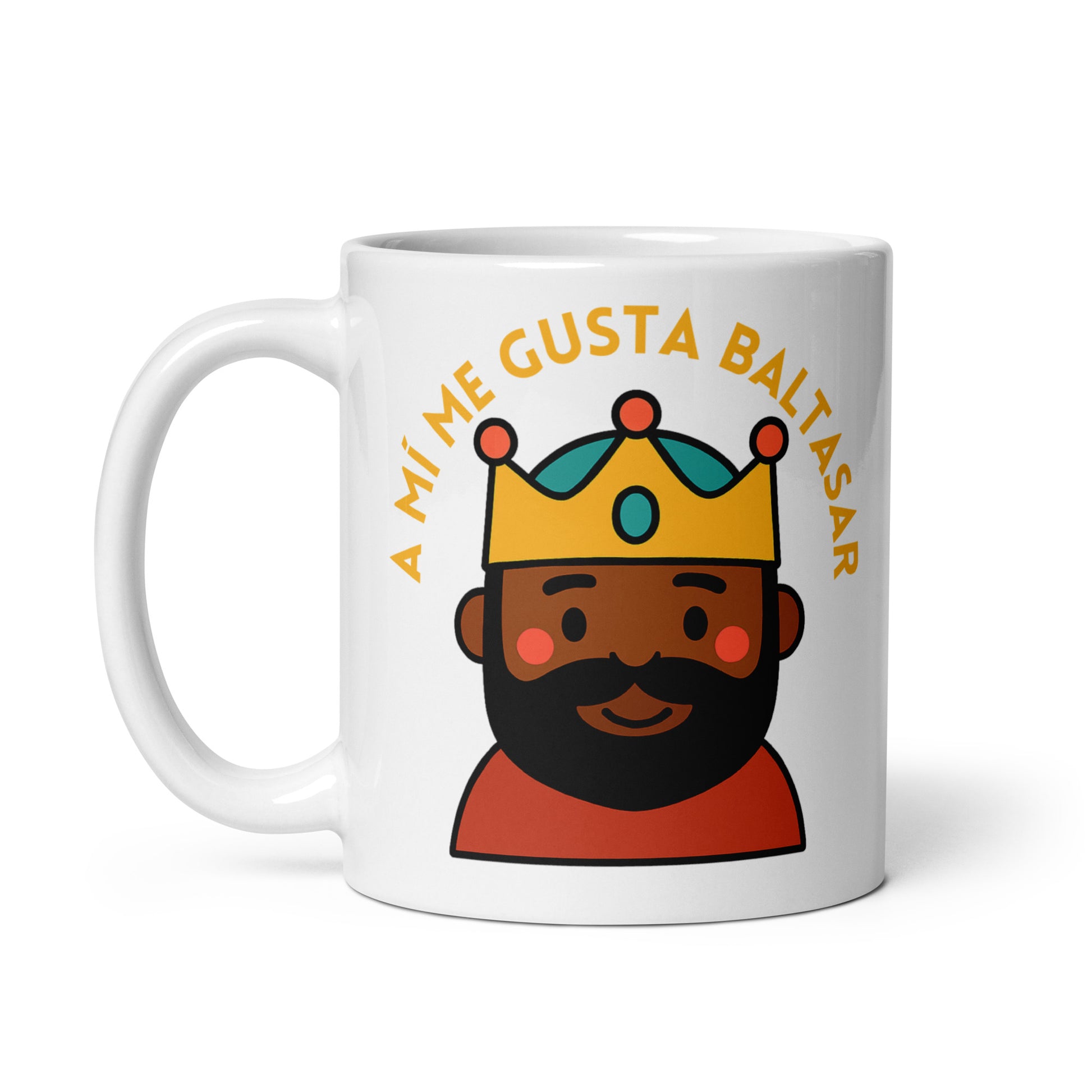 Taza con frase “A mí me gusta Baltasar” para amantes de los Reyes Magos