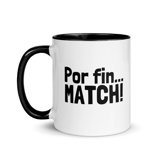 Taza con frase “Por fin... match!” para enamorados