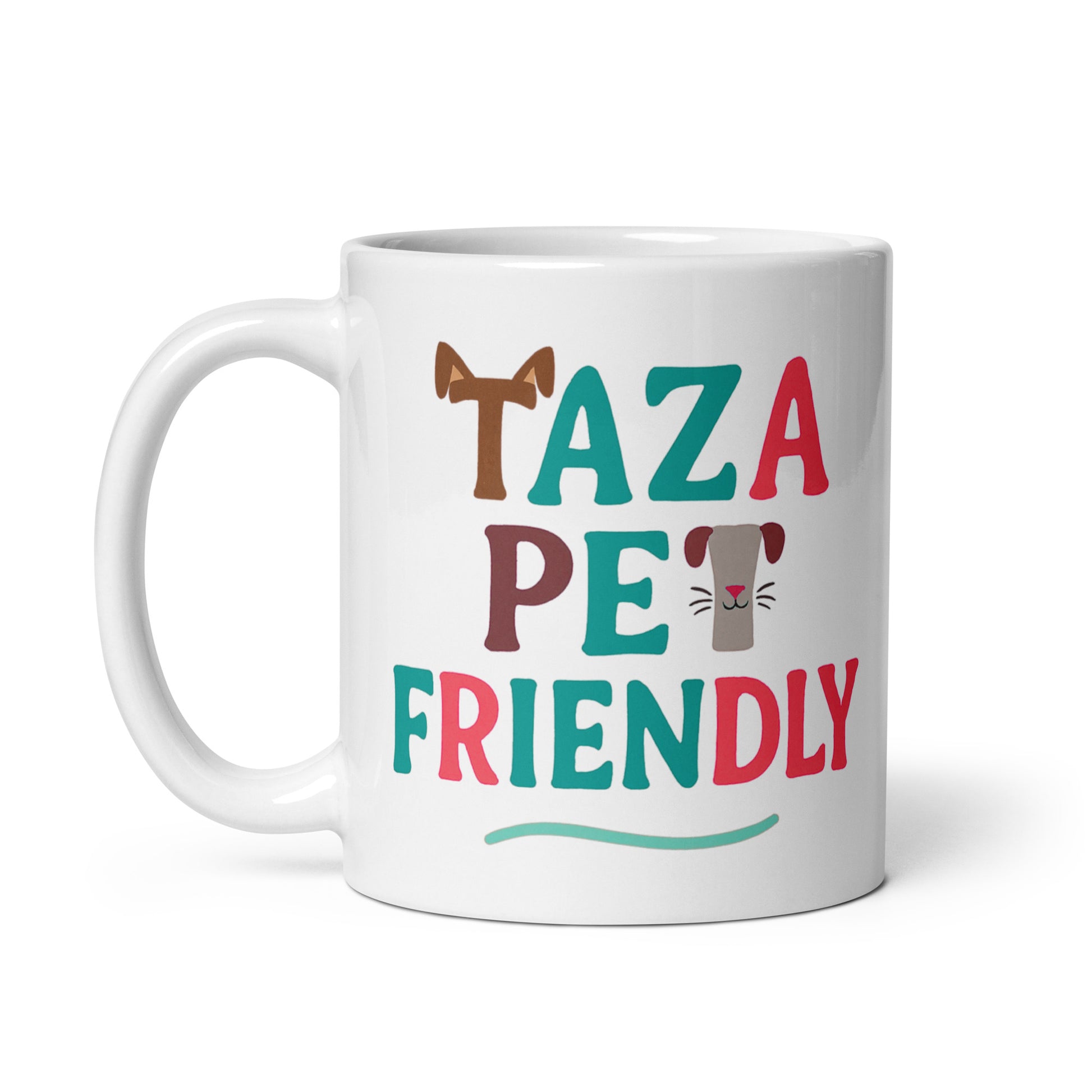 Taza con frase “Taza Petfriendly” para amantes de los animales