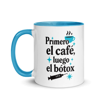 Taza con frase “Primero el café, luego el bótox” para regalar a mayores de 50 con humor y estilo