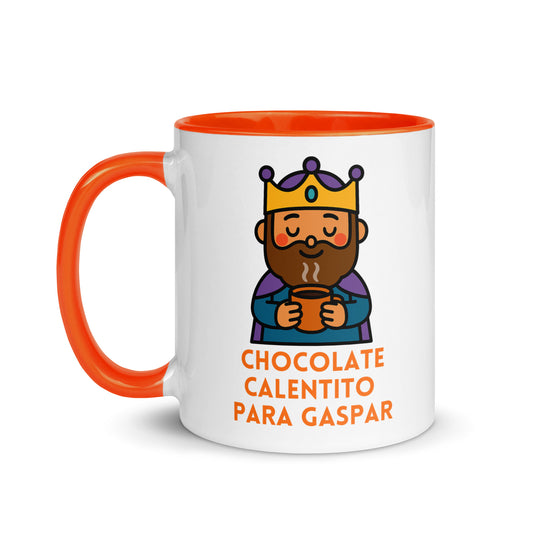 Taza con frase “Chocolate calentito para Gaspar” para dejarle bebida en Reyes