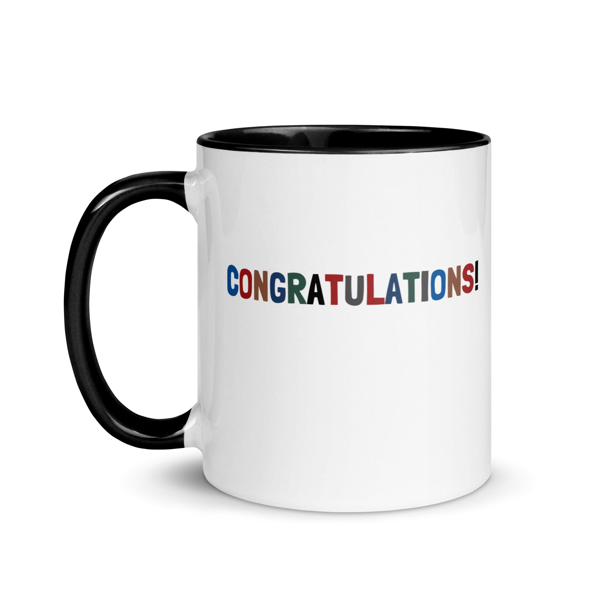 Taza con frase “Congratulations!” para logros y éxitos