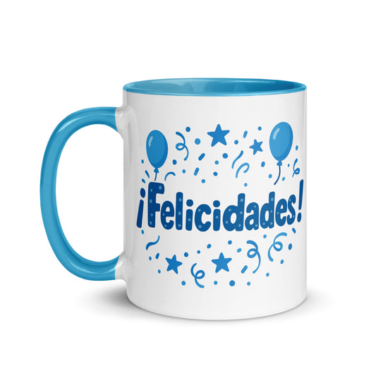 Taza con frase “¡Felicidades!” para celebraciones