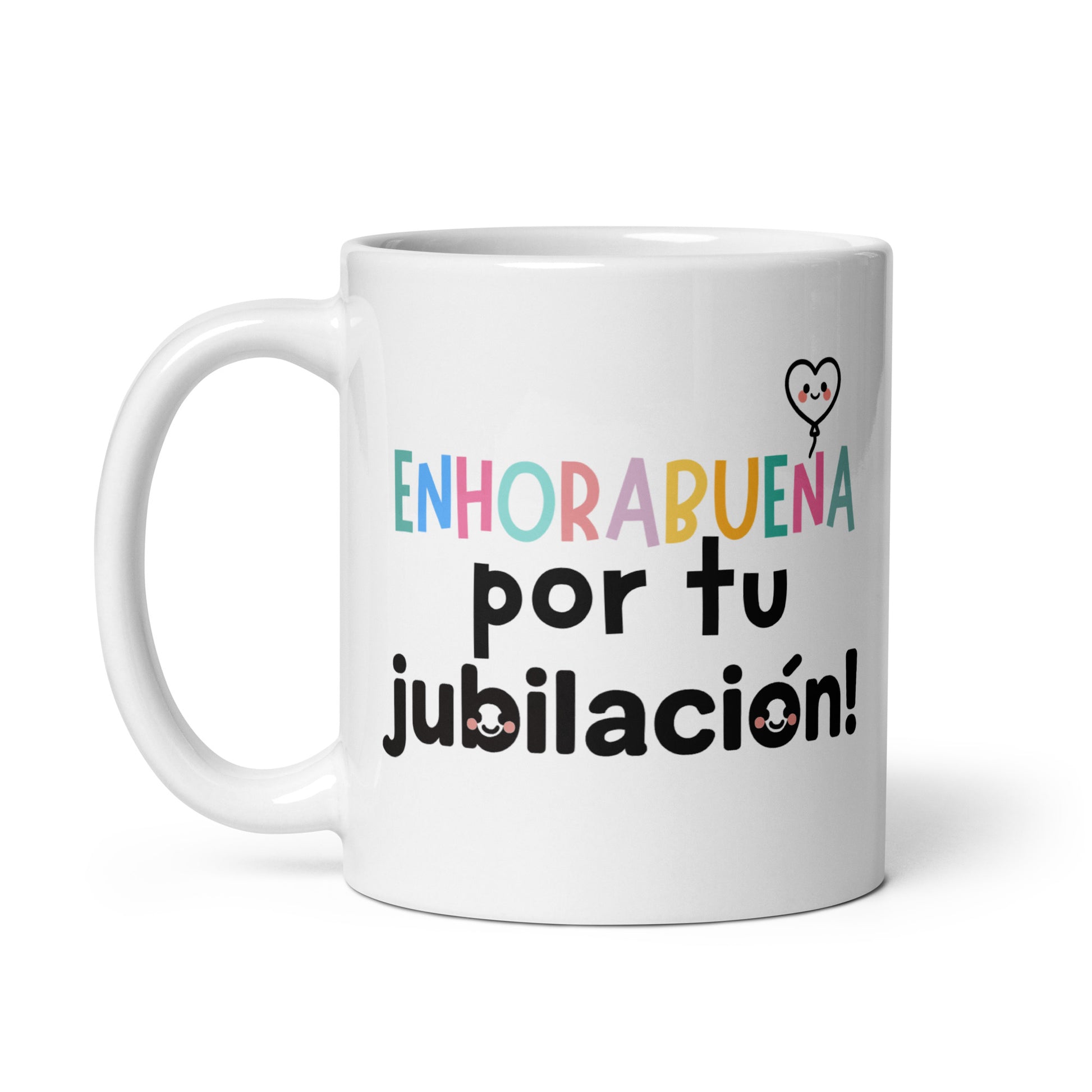 Taza con frase “Enhorabuena por tu jubilación!”