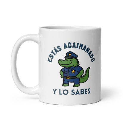 Taza con frase “Estás acaimanado, y lo sabes” para policías veteranos