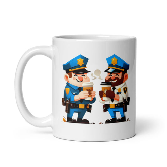 Taza con dibujo “Paradita a café” para policías y guardias
