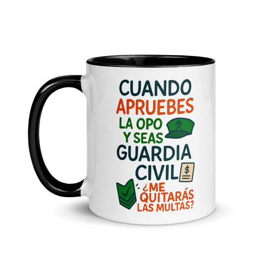 Taza con frase “¿Me quitarás las multas?” para opositores Guardia Civil
