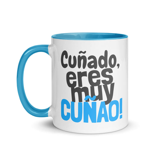 Taza regalo para cuñado con frase “Cuñado, eres muy cuñao!”