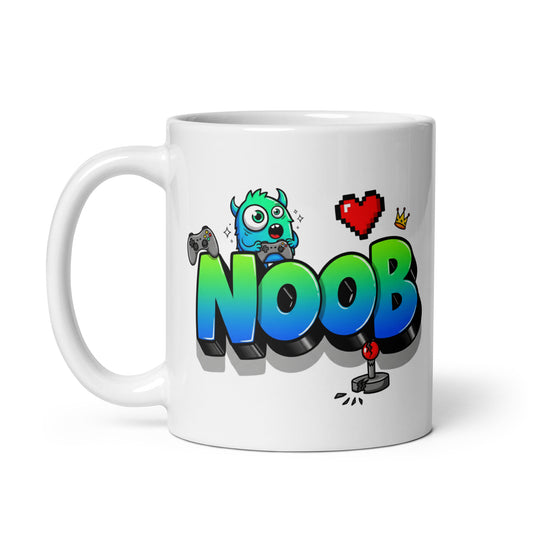 Taza con mensaje “Noob” para jugadores principiantes