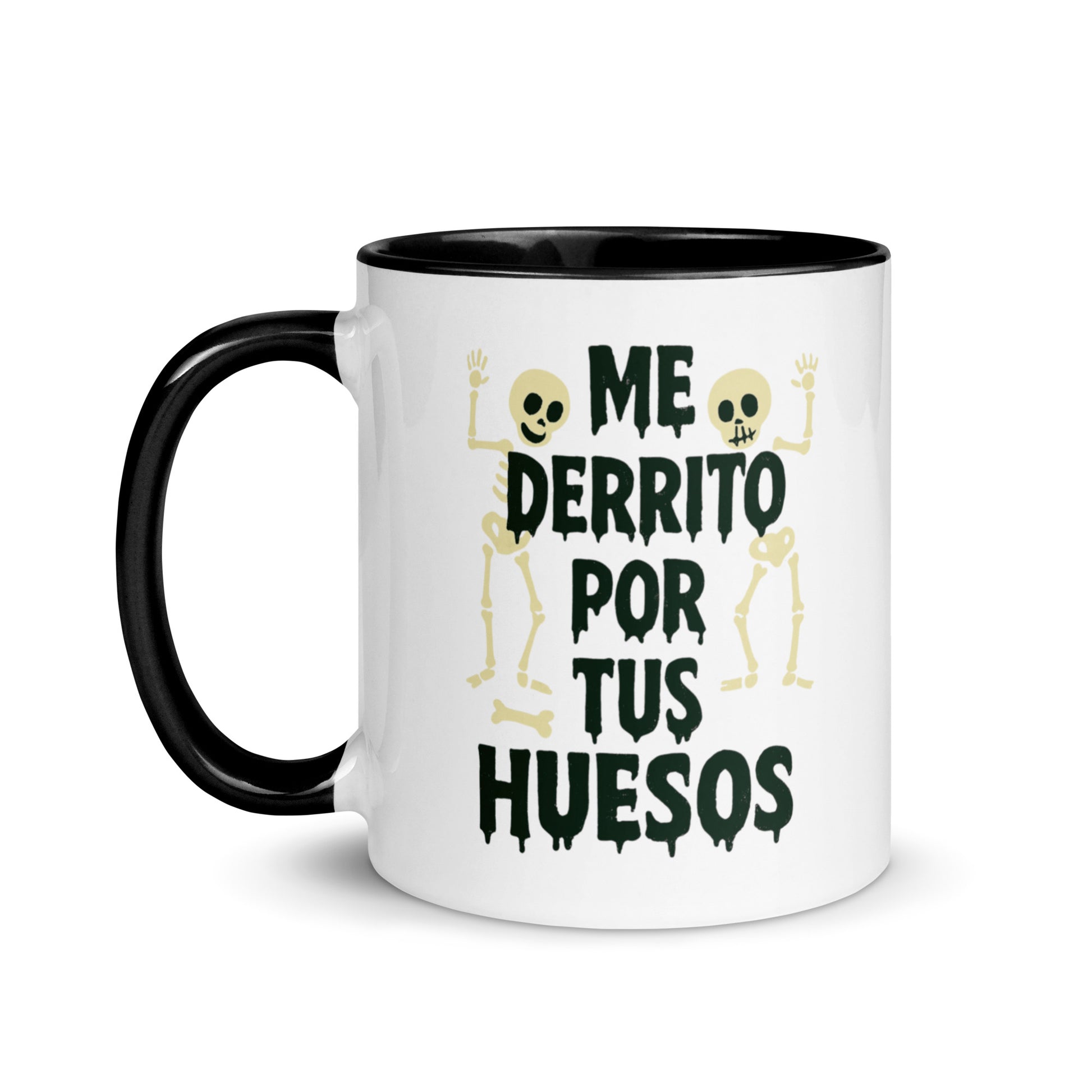 Taza con frase “Me derrito por tus huesos” para regalar en Halloween con humor romántico