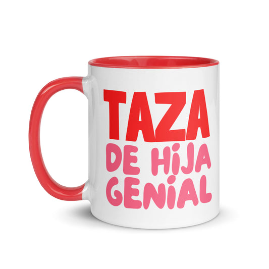 Taza regalo para hija con frase “Taza de hija genial”