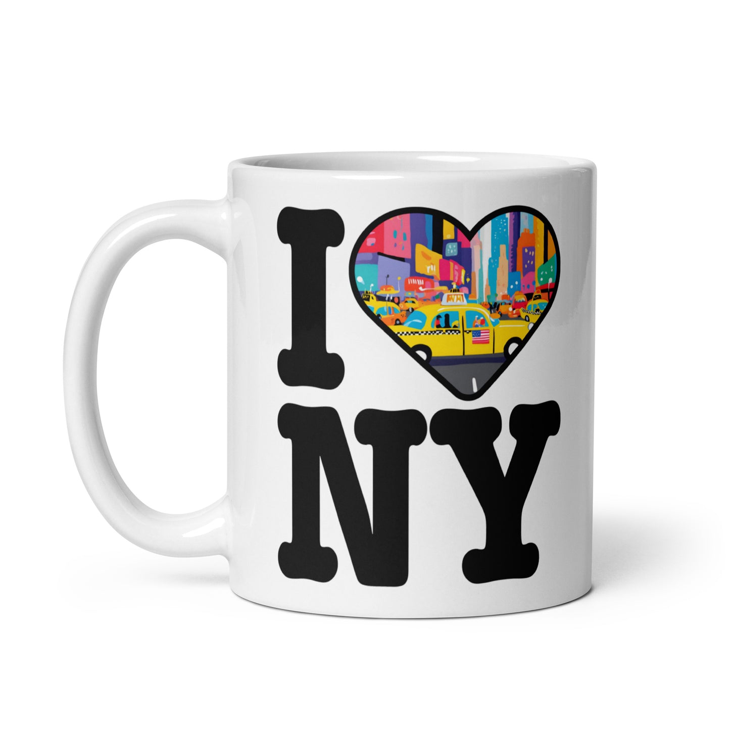 Taza con frase “I love N.Y.” para regalar a fans de la ciudad que nunca duerme