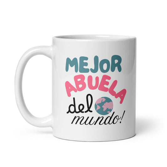 Taza regalo para abuela con frase “Mejor abuela del mundo mundial”