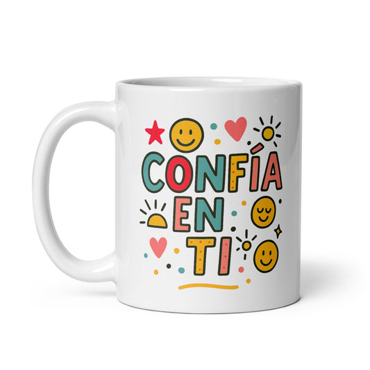 Taza con frase “Confía en ti.” para regalar motivación