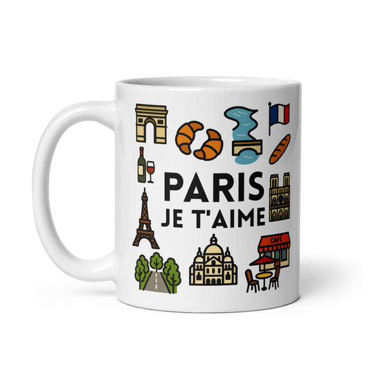 Taza con frase “París, Je t’aime” para regalar a amantes de la capital francesa