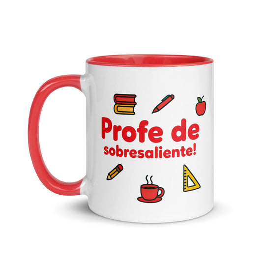 Taza con frase “Profe de sobresaliente!” para docentes