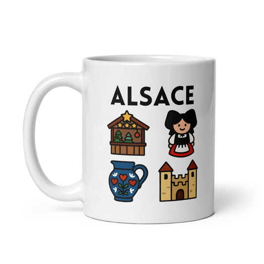 Taza Alsacia, regalo souvenir viaje, colección disfrutones por el mundo. Gift idea Alsace.