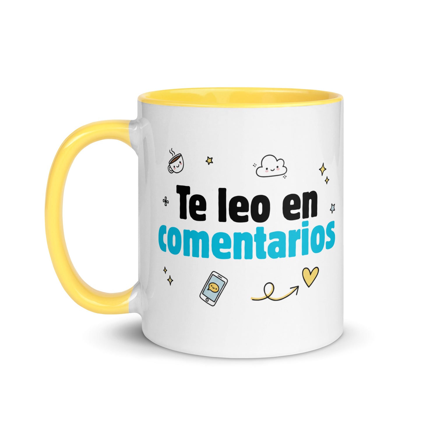 Taza con frase “Te leo en comentarios” para influencers