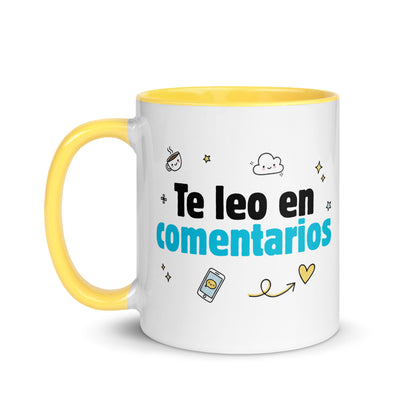 Taza con frase “Te leo en comentarios” para influencers