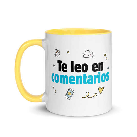 Taza con frase “Te leo en comentarios” para influencers
