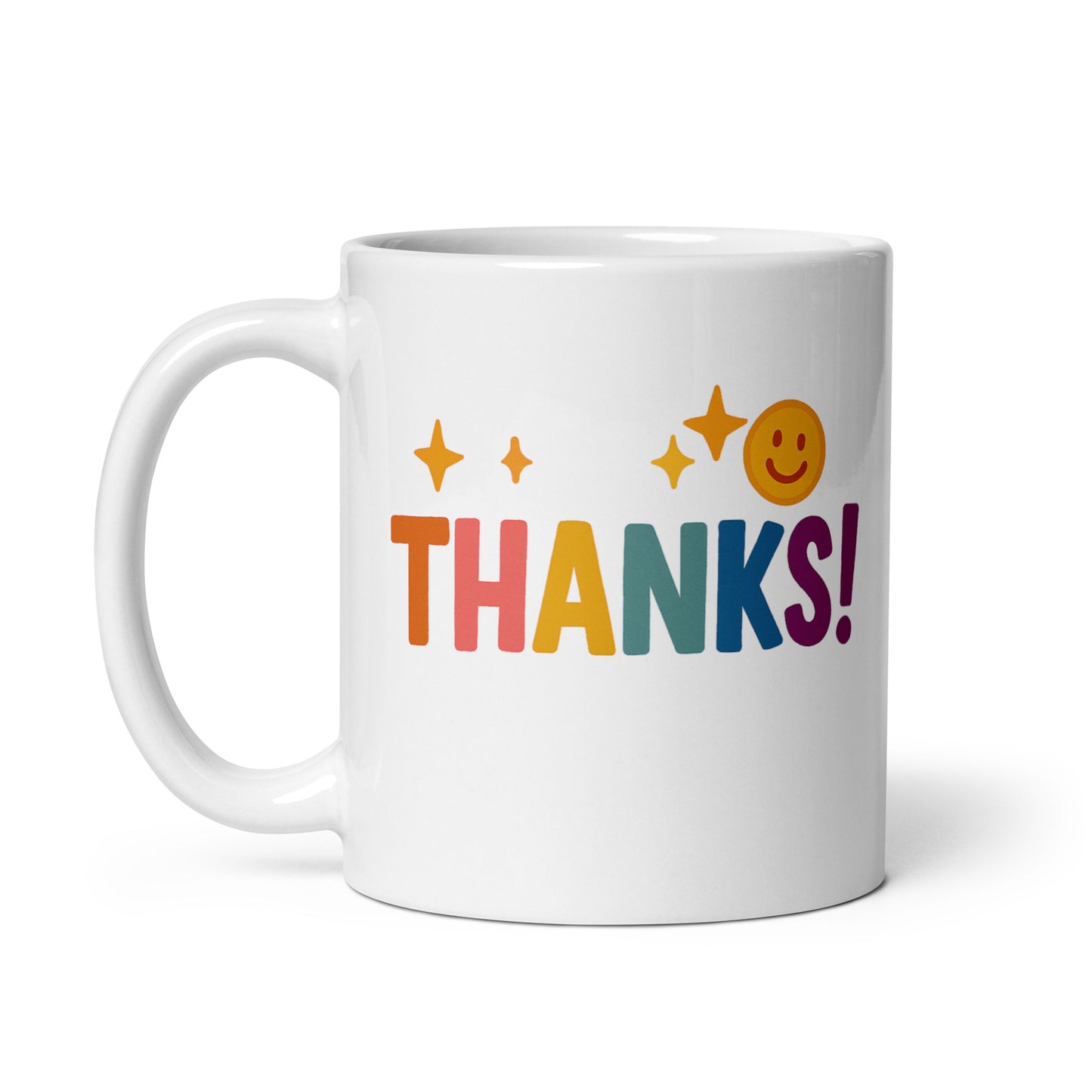 Taza con frase “THANKS!” para regalar con gratitud y emoción