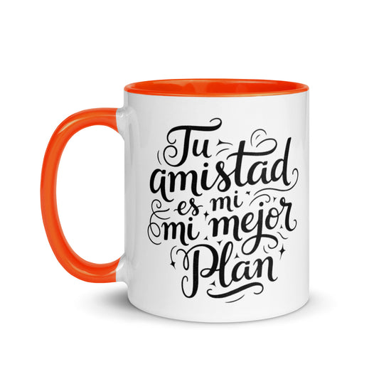 Taza con frase “Tu amistad es mi mejor plan” para regalar a amigos especiales