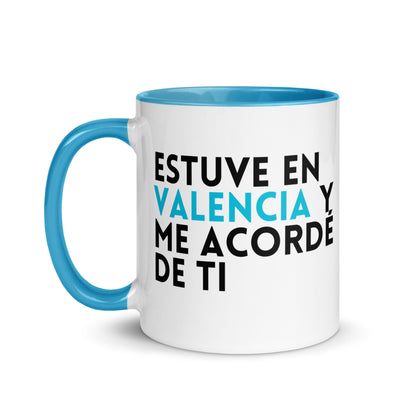 Taza con frase “Estuve en Valencia y me acordé de ti” para regalar con emoción viajera