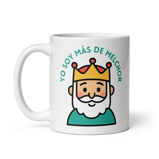 Taza con frase “Yo soy más de Melchor” para amantes de los Reyes Magos
