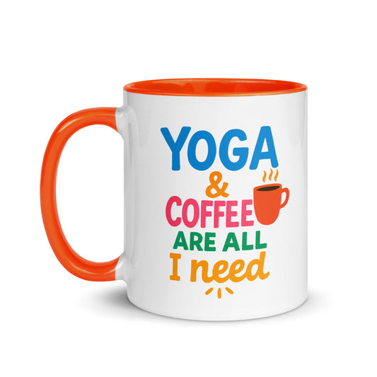 Taza con frase “Yoga & Coffee are all I need” para yoguis modernos