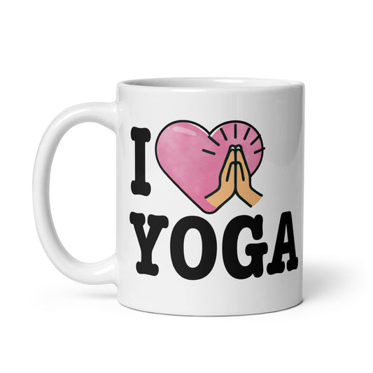 Taza con frase “I Love Yoga” para yoguis y meditadores