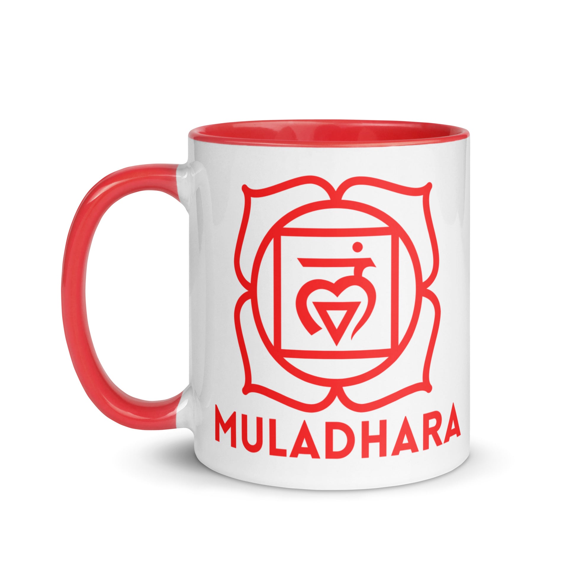 Taza con palabra “Muladhara” para amantes del yoga y chakras