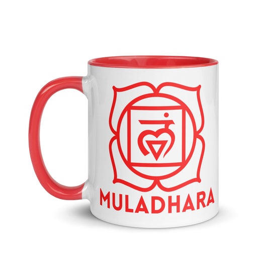 Taza con palabra “Muladhara” para amantes del yoga y chakras