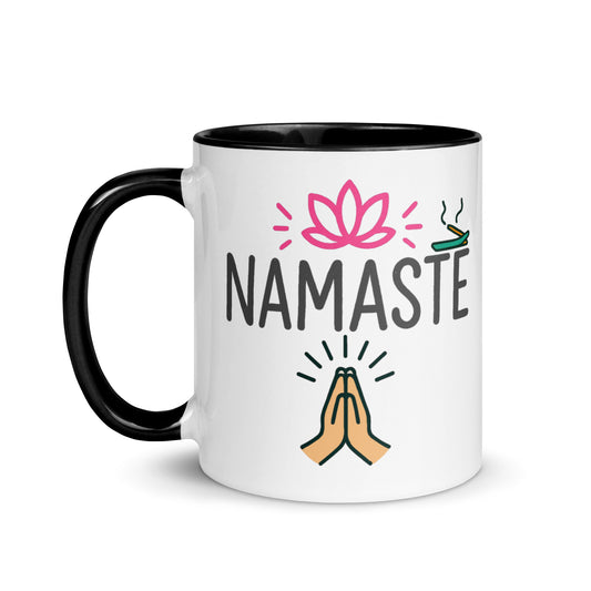 Taza con palabra “Namaste ” para yoguis y meditadores